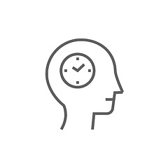 Image showing Human head with clock line icon.