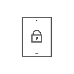 Image showing Digital tablet security line icon.