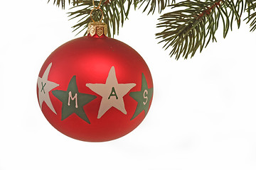 Image showing Red christmas tree ball