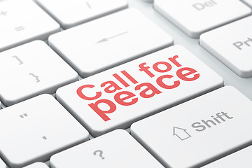 Image showing Political concept: Call For Peace on computer keyboard background