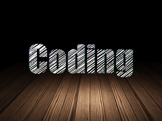 Image showing Programming concept: Coding in grunge dark room