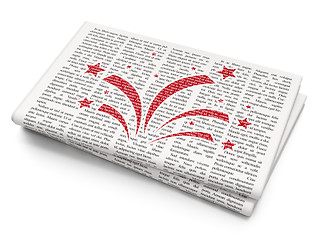 Image showing Entertainment, concept: Fireworks on Newspaper background