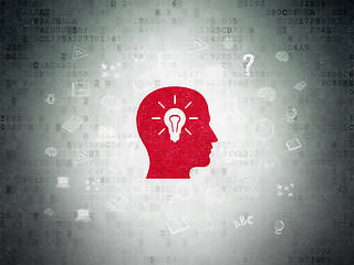 Image showing Learning concept: Head With Light Bulb on Digital Paper background