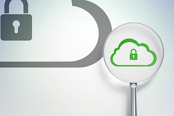 Image showing Cloud computing concept:  Cloud With Padlock with optical glass on digital background