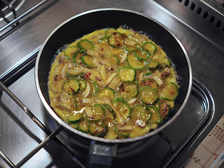 Image showing Zucchini and mushroom omelet