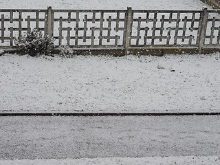 Image showing Winter scene with snow and alley