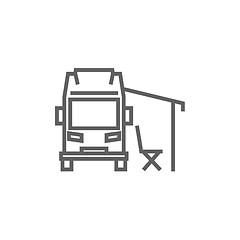Image showing Motorhome with tent line icon.