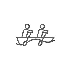 Image showing Tourists sitting in boat line icon.