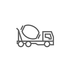 Image showing Concrete mixer truck line icon.