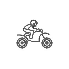 Image showing Man riding motocross bike line icon.