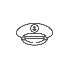 Image showing Captain peaked cap line icon.