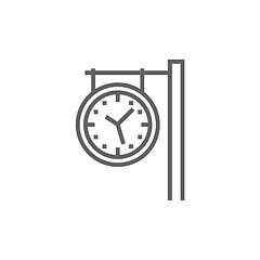 Image showing Train station clock line icon.