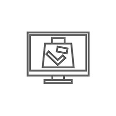 Image showing Suitcase at x-ray airport scanner line icon.