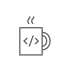 Image showing Cup of coffee with code sign line icon.