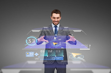 Image showing businessman working with virtual gps navigator map