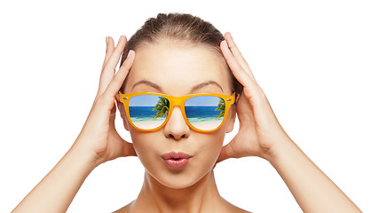 Image showing amazed teenage girl in sunglasses