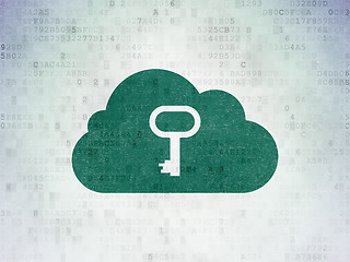 Image showing Cloud technology concept: Cloud With Key on Digital Paper background