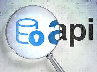 Image showing Programming concept: Database With Lock and Api with optical glass