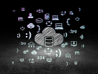 Image showing Database concept: Database With Cloud in grunge dark room