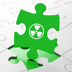 Image showing Science concept: Radiation on puzzle background