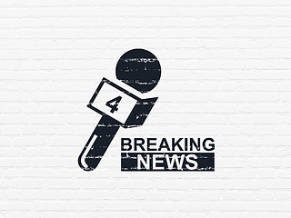 Image showing News concept: Breaking News And Microphone on wall background