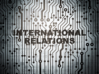 Image showing Political concept: circuit board with International Relations