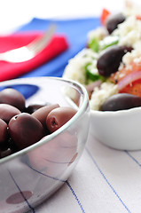 Image showing Olives and greek salad