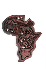 Image showing wooden map of continent africa