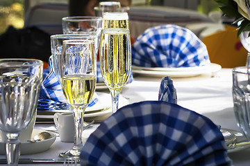 Image showing Glasses of champagne on the table