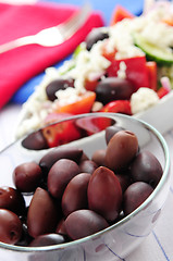 Image showing Olives and greek salad