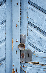 Image showing rundown blue door