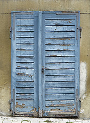 Image showing rundown blue door