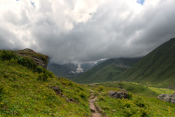 Image showing Hiking in mountains