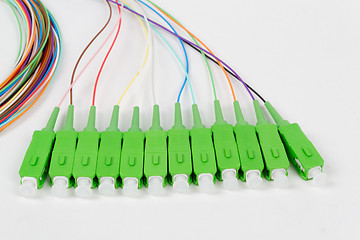 Image showing green fiber optic SC connectors