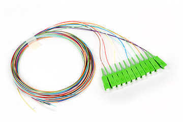 Image showing green fiber optic SC connectors