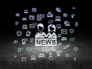 Image showing News concept: Anchorman in grunge dark room