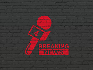 Image showing News concept: Breaking News And Microphone on wall background