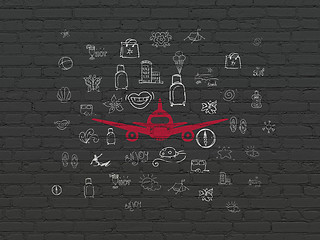 Image showing Vacation concept: Aircraft on wall background