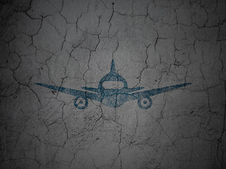 Image showing Travel concept: Aircraft on grunge wall background