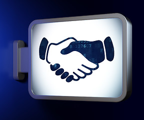 Image showing Politics concept: Handshake on billboard background