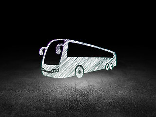 Image showing Tourism concept: Bus in grunge dark room