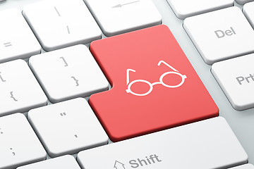 Image showing Science concept: Glasses on computer keyboard background