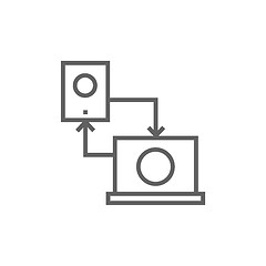 Image showing Synchronization smartphone with laptop line icon.