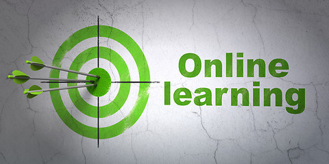 Image showing Learning concept: target and Online Learning on wall background
