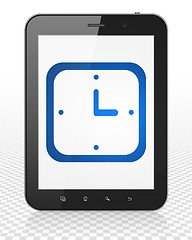 Image showing Time concept: Tablet Pc Computer with Watch on display