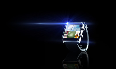 Image showing close up of smart watch with media application