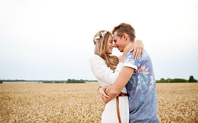 Image showing happy smiling young hippie couple outdoors