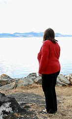 Image showing Woman by the ocean