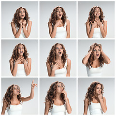 Image showing The set of female portraites with shocked facial expression