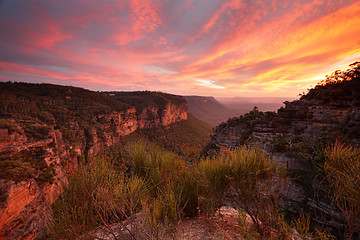 Image showing Sunset views from Norths Lookout Katoomba